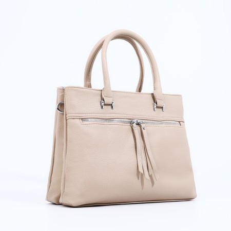 Luggage bag on lightning, 2 outer pockets, beige color-2