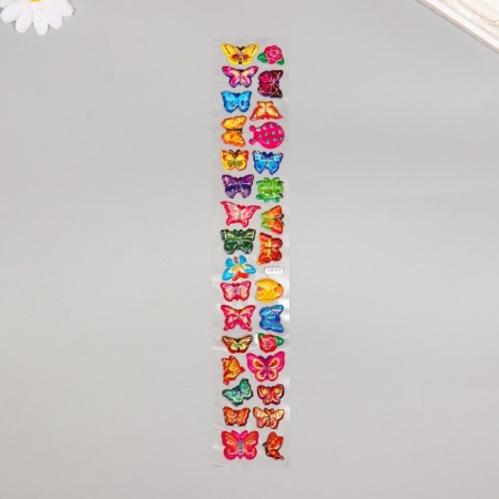Stick plastic volumetric "butterflies" with gold stroke MIX 33.5x6 cm-1