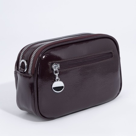 Cross-Bodi bag with zipper, burgundy color-1