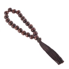 Decoration on the handle of the checkpoint, beads for luck, wood, dark cherry