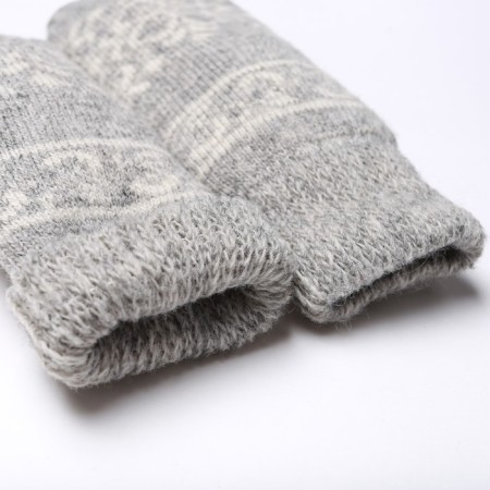 Mittens female woolen color light gray/white, size 20-22-2