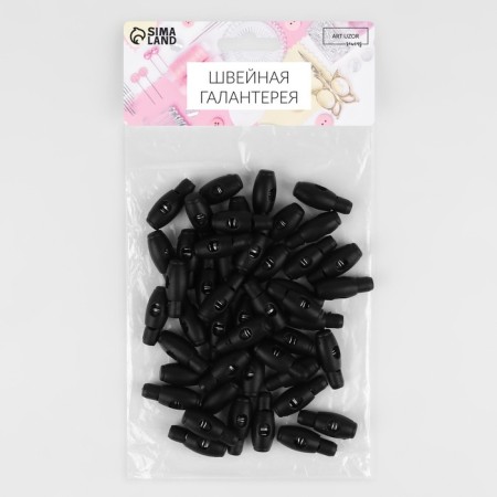 A set of fixers for the cord, d = 6 mm, 3 × 1 cm, 50 pcs, black color-3