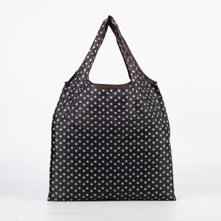 Folding bag without fastening, with carbine, black/brown color-1