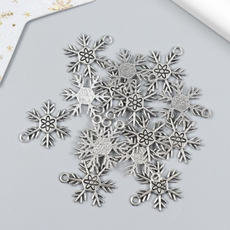 Decor for creativity Metal "Snowflake needle" set 15 pcs silver 2x2.5 cm-2