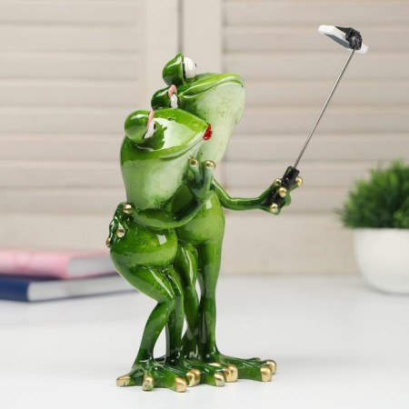 Souvenir Polystone Lak "A couple of frog Selfishi" 20.5x11x13.5 cm-2