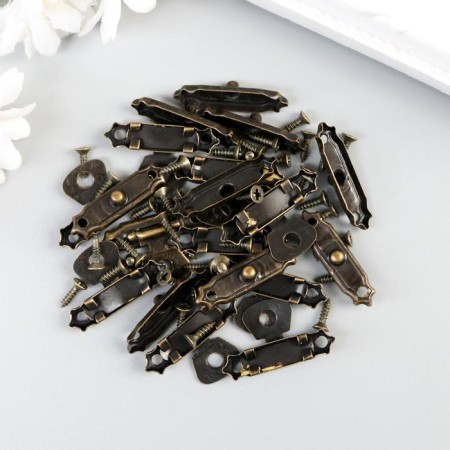 Castle metal for bronze casket + nails. set 10 pcs 1.5x2.7 cm-2