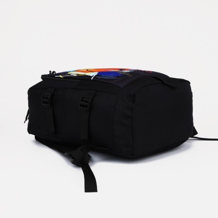 Young backpack from textiles on lightning, 3 pockets, black color-4