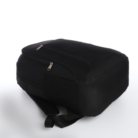 Young backpack from textiles on lightning, 4 pockets, black color-4