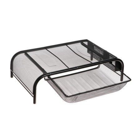 Calligrata laptop stand, with compartments, mesh, metal, black-1