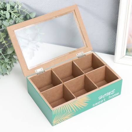 Casket tree with divisions "Palm leaves" green with gold 7x16.5x24 cm-1