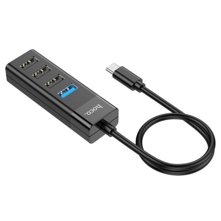 Adapter Hoco HB25, 4 V 1, Type-C to USB3.0/USB2.0*3, cable length 30 cm, black-4