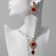 Set 2 objects: earrings, pendant "Eye", red-white color in gold, 48 cm