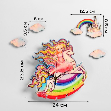 Watching clock, series: Children's "Princess", discrete move, 23.5 x 24 cm-1
