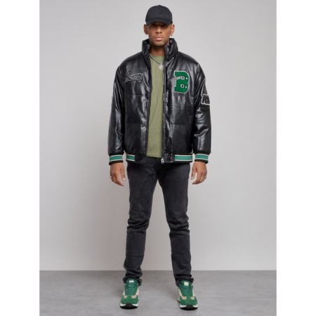Eco -leather jacket men, size 54, black color