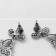 Hanging earrings with “vintage” rhinestones in patterns, black color in black silver, 7.5 cm