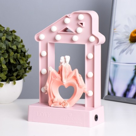 Night -toe "Lovers" 14XLED 4000K USB 3haa Pink 24.5x7x15.5cm Risalux-1