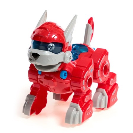 Robot Dog "Roborux" Unicon, screw designer, interactive: light effects, 19 parts, on batteries, red-1