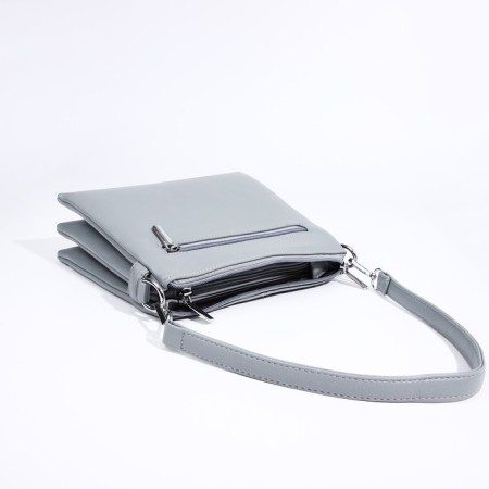 Bag Cross-Bodi with a zipper, 2 external pockets, the color of a gray-blue-6