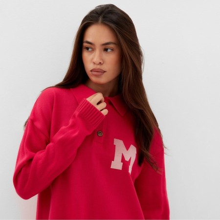 Jumper Women's Mist with a Polo collar pink, p. L (48-50)-2