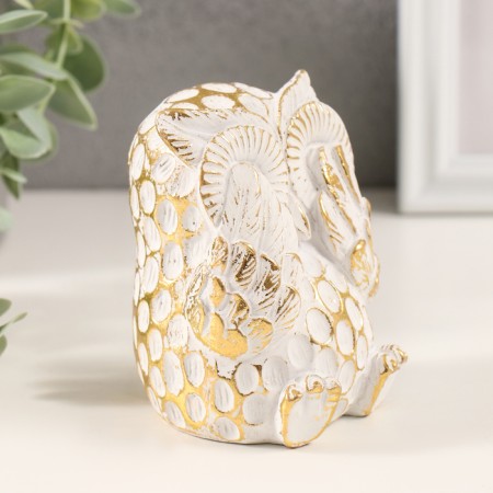 Souvenir Polystone "Council - Hide and Hide Play" White with a golden patina 6.5x7x9 cm-1