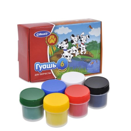 Gouache 6 colors x 10 ml, Cullinan "Dalmatians", in a cardboard box