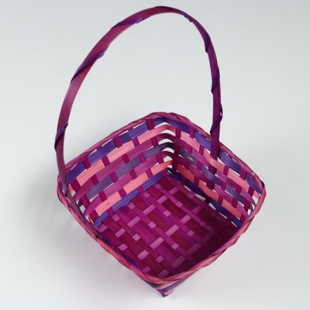 Wicker basket, 20 x 20 x 10/33 cm, purple, bamboo-2