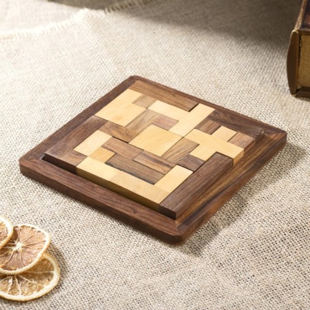 Game table puzzle 16x16x2 cm, tree shisham