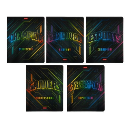 Notebook A5, 48 sheets of Gamer cage, cover coated cardboard, rounded corners, block 65 g/m2, 5 species mix