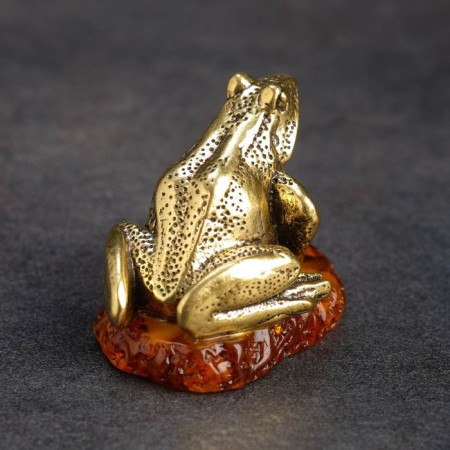 Souvenir "Frog", 5x4 cm, brass, amber-1