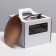 Box for cake 2 windows, with handles, white, + substrate 2.5 gold-white, 28 x 28 x 20 cm