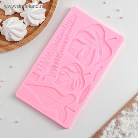 Mold Dolyana "Tropical Leaves", silicone, 20.7 × 12 cm, pink color-6
