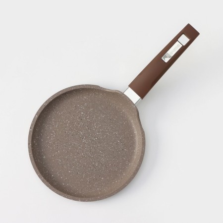 Pancake pan “granite Brown”, D = 20 cm, plastic handle, anti -stick coating, brown color-1