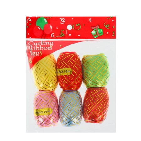 Packaging tape with a gold strip, assorted, set 6 pcs., 0.5 cm x 10 m-2