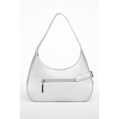 Women's bag with zipper, silver color-1