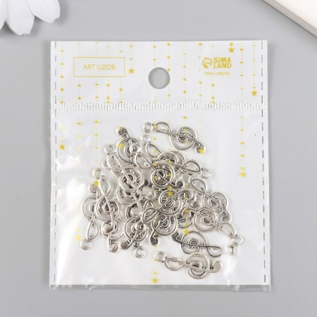 Decor Metal for creativity "Violin key" silver 1.8x0.7 cm-3