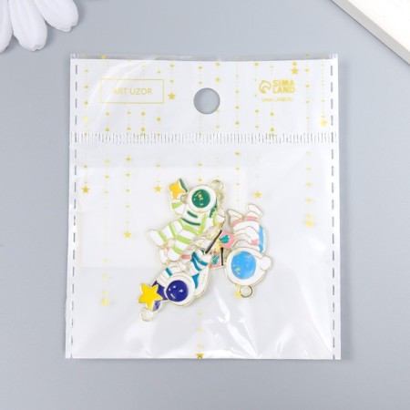 Decor for creativity metal, enamel "Cosmonaut" gold mix 1.8x3.1 cm-3
