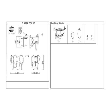 Sconces st. SL1227.301.02. Ancona. 2x40 watts, E14, 26.8x29 cm, brass color-4