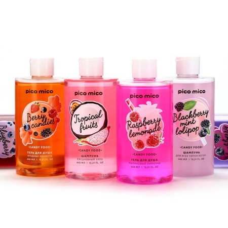 Shower gel, 440 ml, aroma of berry sweets, Pico Mico-7