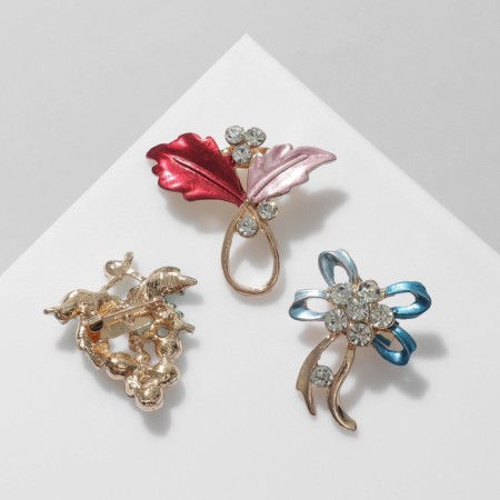 Brooch "Flower Books", Mix shape, Mix color in gold (indivisible packing 12 pcs., Price per pcs.)-2