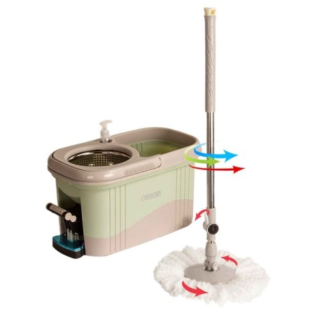 Orion 2112 cleaning set: mop, a bucket with pedal spin, nozzle, 8 l, color gray-pale-green