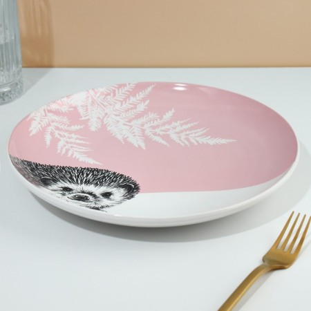 Ceramic plate "Hedgehog", 25.5 cm, white color-3