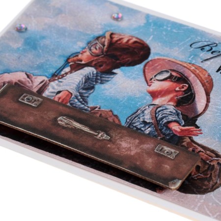 Postcard "Believe in yourself..." handmade, suitcase, 11.5x17 cm-3