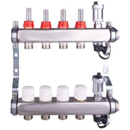 Aqualink Collector Group, 1 "X3/4", 10 outputs, with consumables, stainless steel