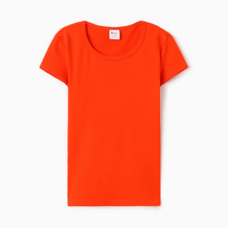 T-shirt female o-shaped neckline, orange color, size 48