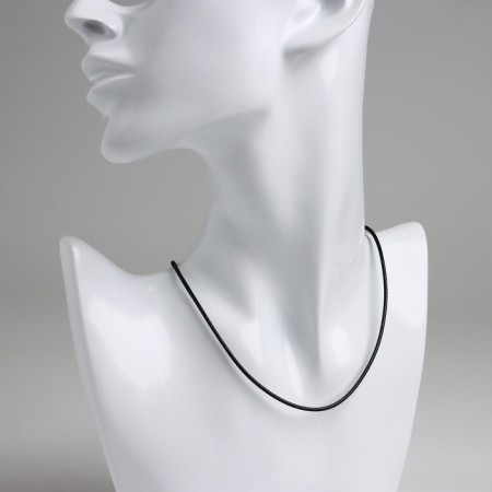 Rubber, incomplete lace, 60 cm + extension cm 5 cm, d = 1.3 mm, black color in silver-2