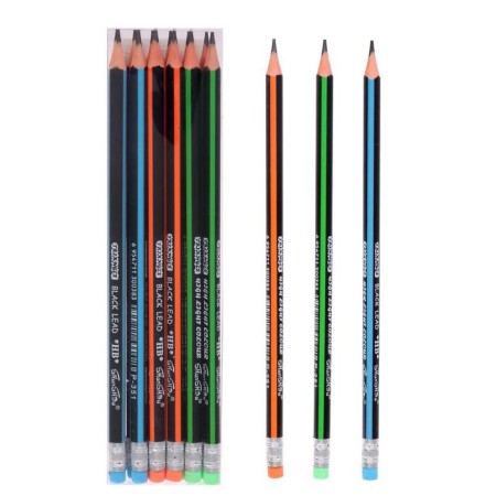 Pencil Chernographic hardness of HB with an eraser, the body is triangular, sharpened, mix
