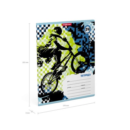 Notebook 24 sheets in the Erichkrause Cyclist line, cover coated cardboard, offset block, whiteness 100%, with print-3