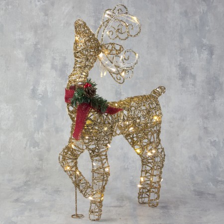 LED figure "Deer golden" 40 × 60 × 18 cm, metal, 220 V, glow warm white