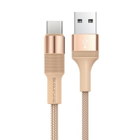 Cable Borofone BX21, Type -C - USB, 3 A, 1 m, fabric braid, golden-1