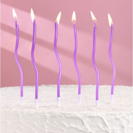 Candles for cake twisted "serpentine" 6 pcs, cocktail, purple-5